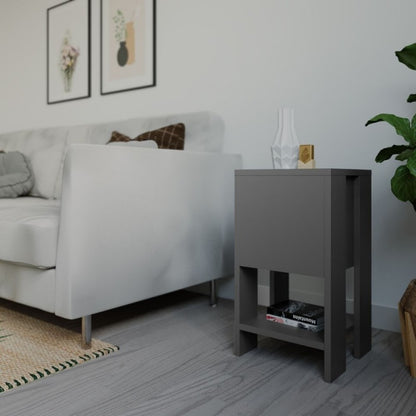 Comodino con Anta a Ribalta Grigio Antracite 30x30x55