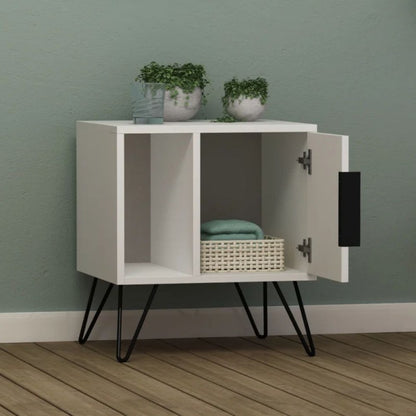 Comodino Salvaspazio Bianco Moderno con Anta e Vano per Cameretta