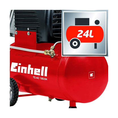 Compressore Aria Einhell 24 Lt Litri Compatto Manometro Elettrico Ruote Valvola