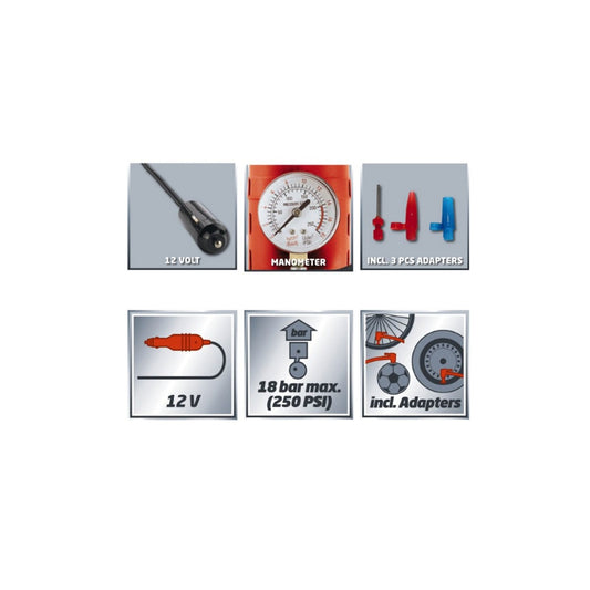 Compressore Aria Portatile 12 V Einhell Compatto Elettrico Auto CC AC