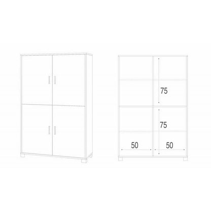 Credenza 4 Ante Noce Bianco Madia Buffet Ripiani Ufficio Dispensa Piattaia