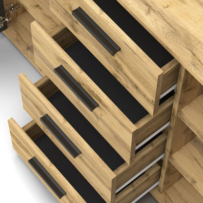 Credenza Salvaspazio Rovere Antracite 2 Ante Battenti 4 Cassetti da Salone