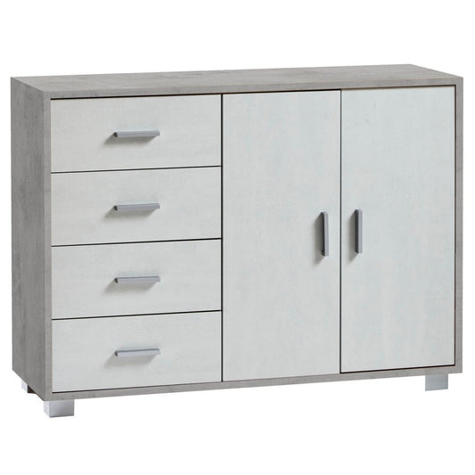 Credenza Cemento Bianco Mobile 2 Ante 4 Cassetti Madia Contenitore Salone