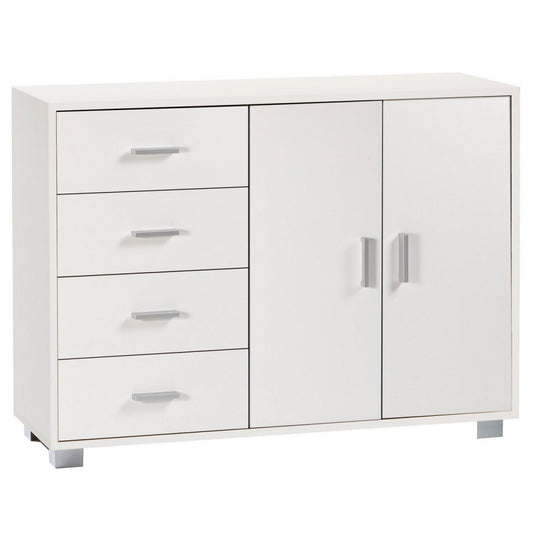 Credenza Mobile Bianco 2 Ante 4 Cassetti Madia Contenitore Soggiorno