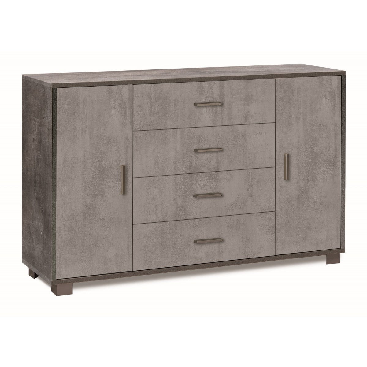 Credenza Nero Grigio 2 Ante 4 Cassetti Madia Mobile Contenitore Salotto