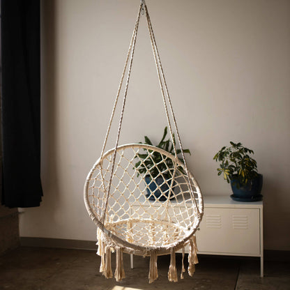 Amaca Seduta Sospesa Rotonda Beige Ø 80 cm