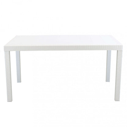 Tavolo 150x90 cm Rettangolare Fisso in Wicker Bianco