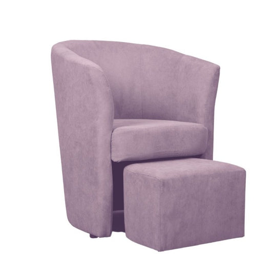 Sedia Poltrona Rosa Imbottita con Poggiapiedi Pouf Poltroncina da Salotto Camera