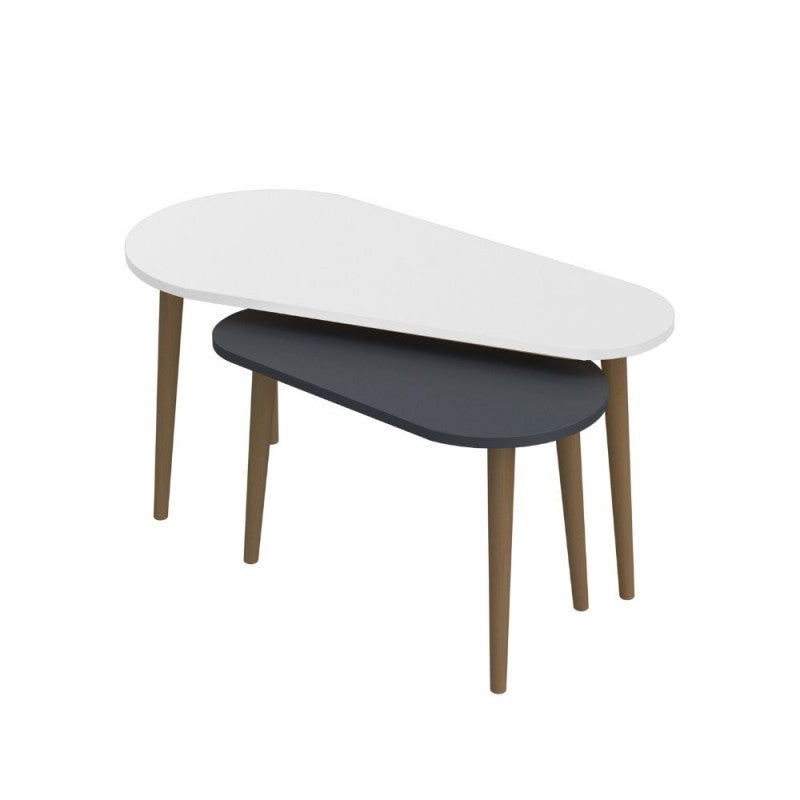 Tavolino da Caffè in Legno Antracite e Bianco Tavolino dal Design Moderno