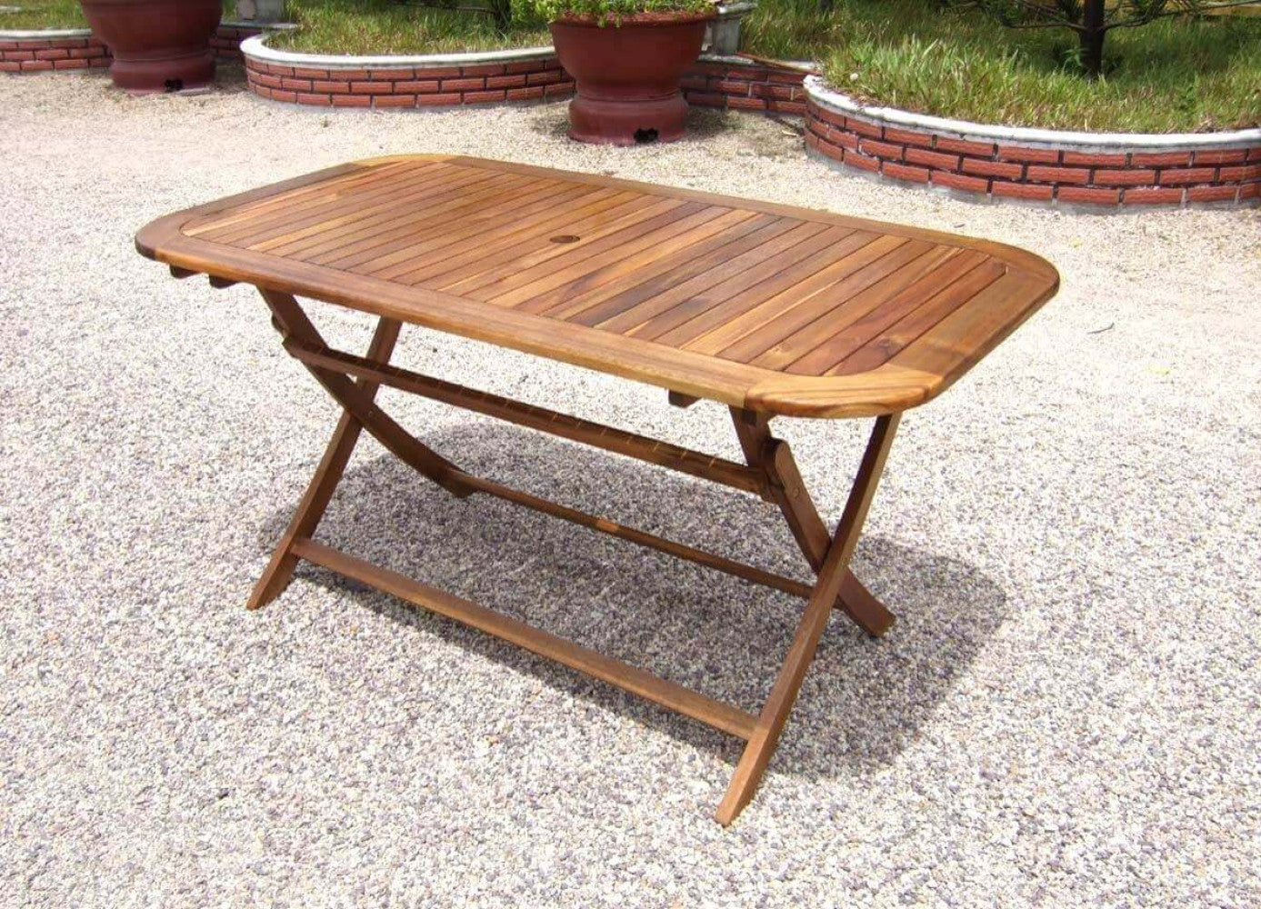 Tavolo Pieghevole 150x80 cm in Acacia Massiccia per Esterno