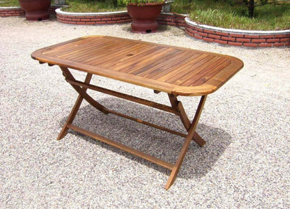 Tavolo Pieghevole 150x80 cm in Acacia Massiccia per Esterno