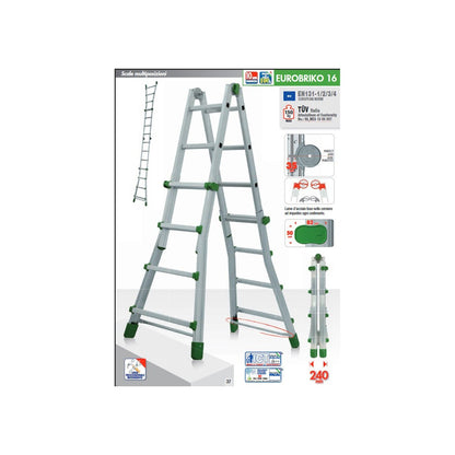 Facal Scala Telescopica 6 Gradini Metri Alluminio Multiuso Professionale Interno