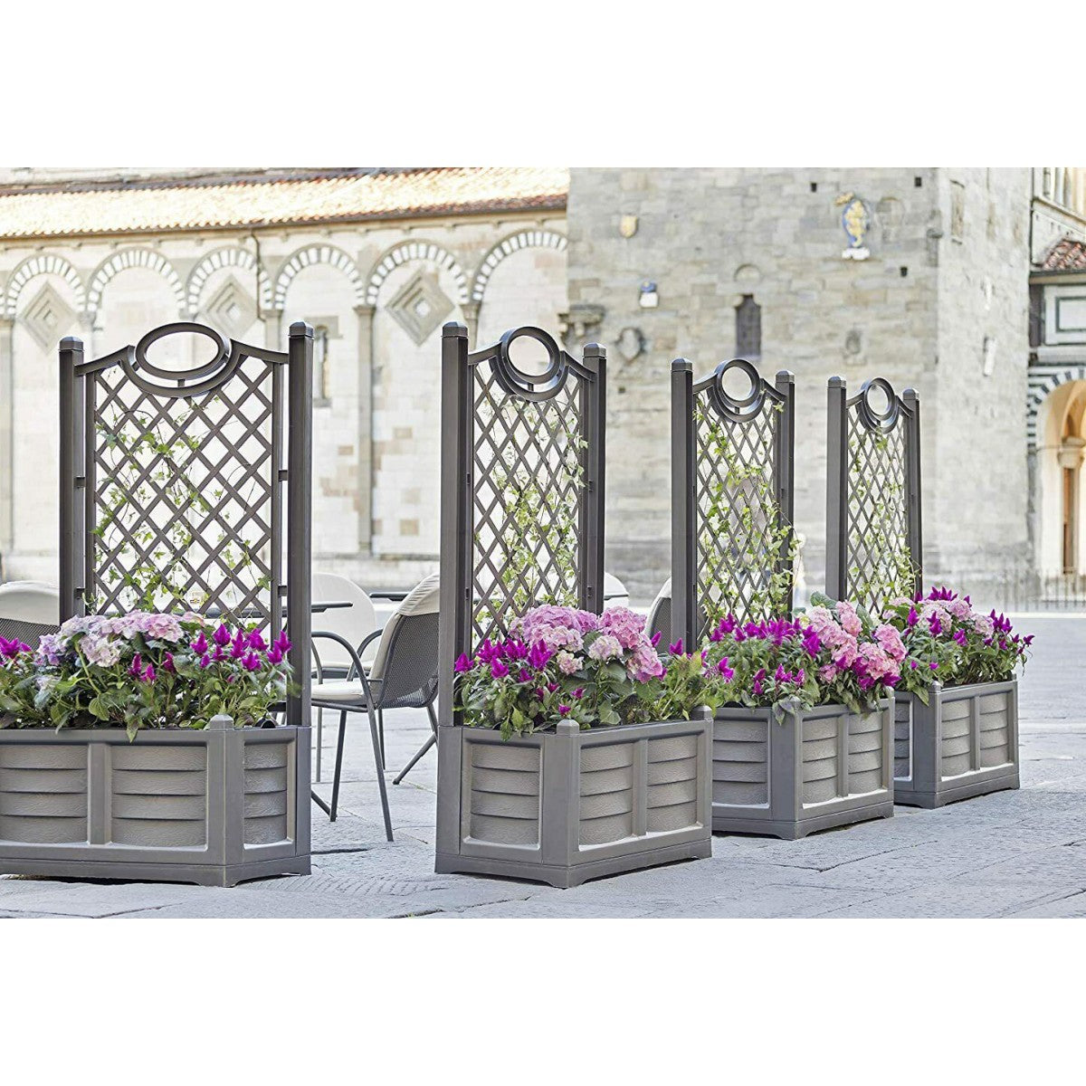 Fioriera 80x42 in Resina Spalliera Grigliato Antracite da Balcone