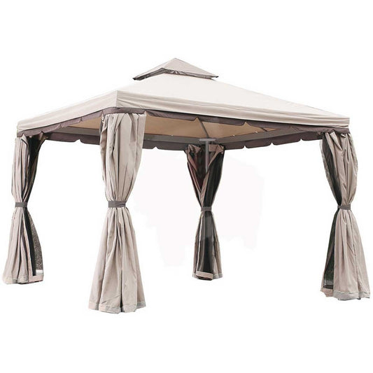 Gazebo Ercu in Ferro Battuto da Giardino con Tende Laterali