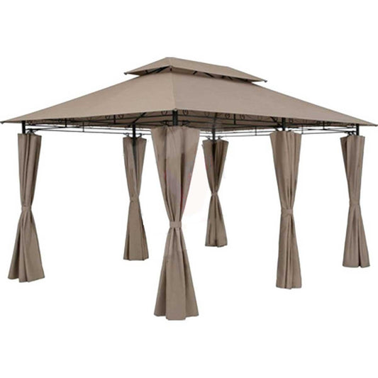Gazebo 3x4 Ercu da Giardino in Ferro Battuto con Tende Teli Laterali
