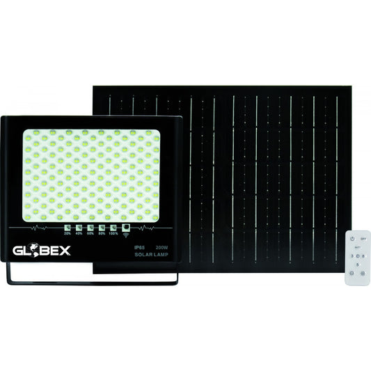 Faro LED Globex 200 W con Pannello Solare Nero