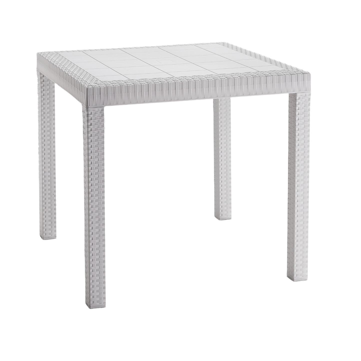Tavolo Dallas 80x80 cm Bianco in Polipropilene Effetto Rattan