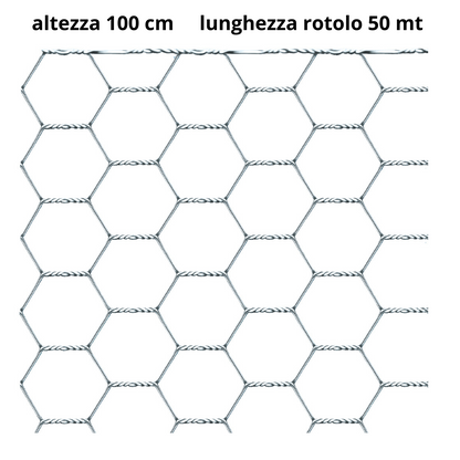 Rete per Recinzioni tripla maglia Esagonale 13 mm H 100 cm 50 metri