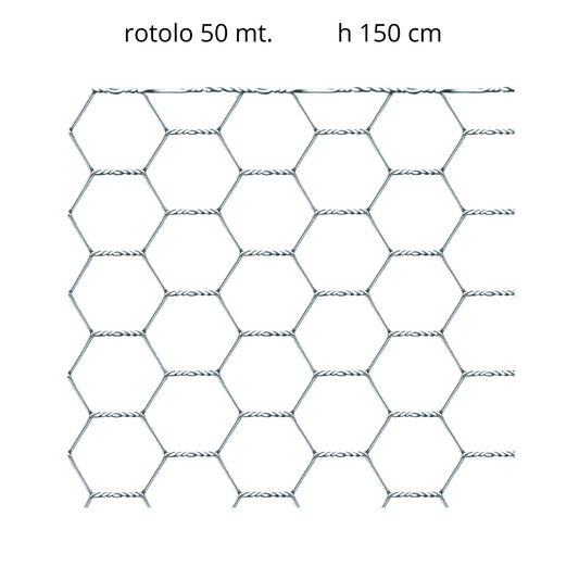 Rete recinzione tripla torsione 50 m maglia 50 mm H 150 cm
