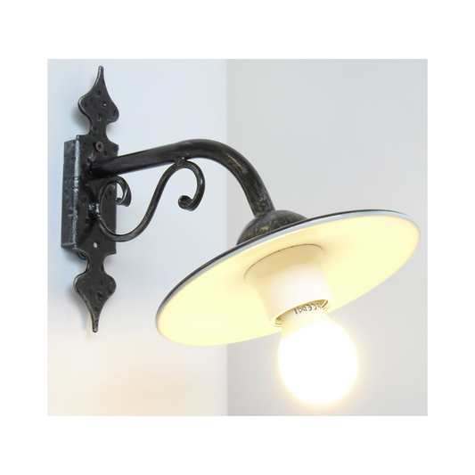 Lampada da Esterno Giardino  1x100W in ferro battuto con piatto Ø 20 cm