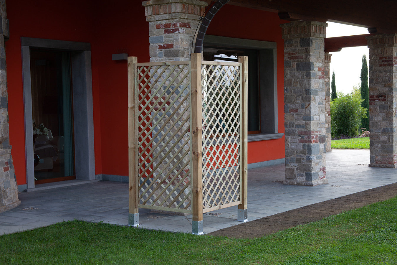 Steccato in Legno 120x180 Grigliato da Terrazzo Pannello Divisorio da Giardino