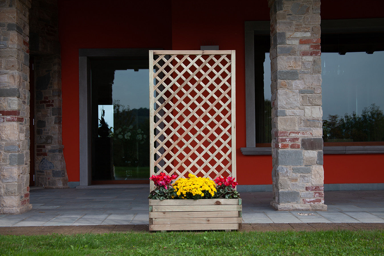 Fioriera con Grigliato 90 Balcone Vaso Spalliera in Legno Rettangolare Portavaso