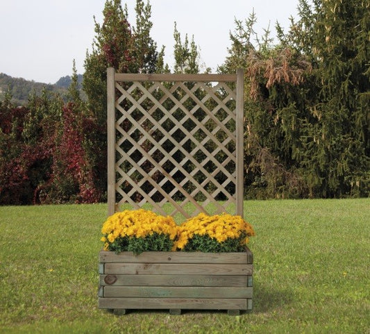 Fioriera con Grigliato 80 cm Balcone Vaso Spalliera Legno Rettangolare Portavaso