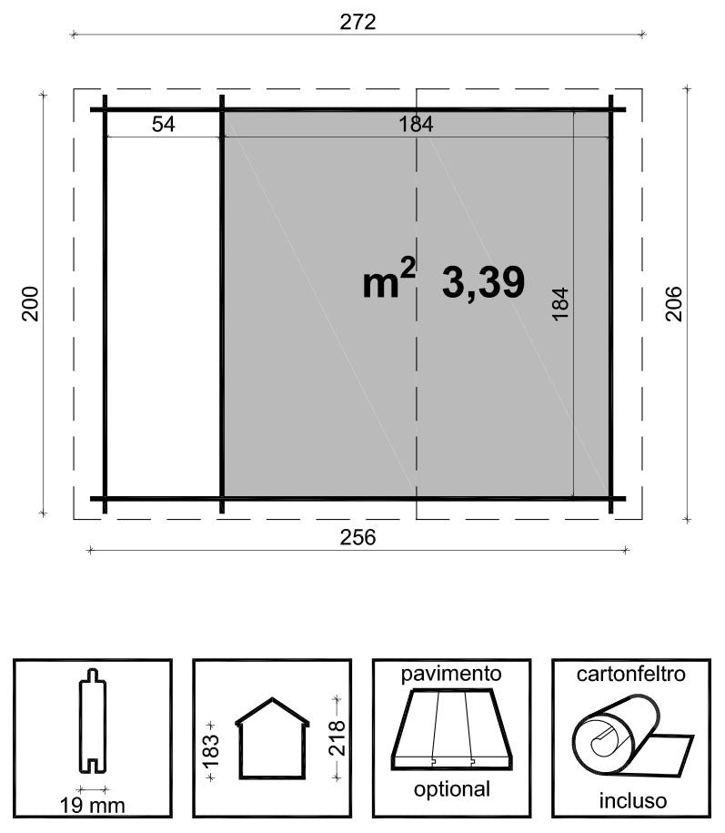 Casetta 2.5x2 da Giardino Esterno 19mm Rimessa Block House