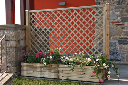 2 Fioriere con Grigliato 180 Balcone Vaso Spalliera Portavaso in Legno