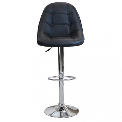 Sgabello in Ecopelle Nero con Struttura in Metallo 116 cm