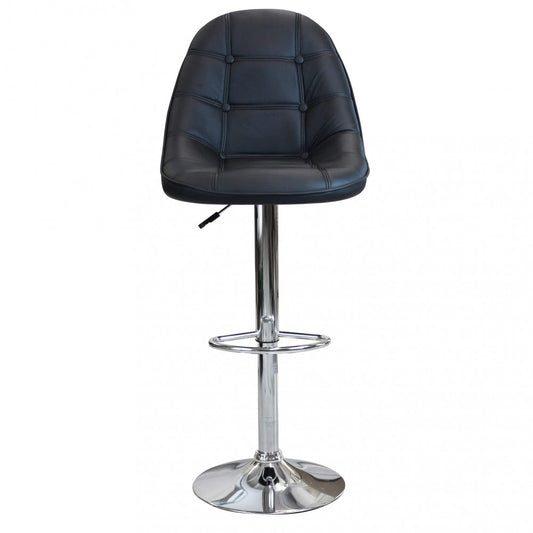 Sgabello in Ecopelle Nero con Struttura in Metallo 116 cm