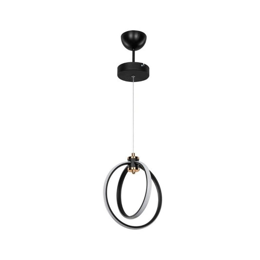 Lampada a sospensione LED Felicia due cerchi nero oro