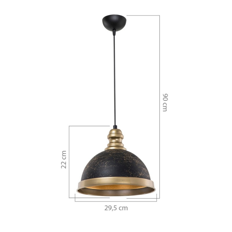 Lampada da Soffitto Paralume Metallo Nero da interno Salone Camera
