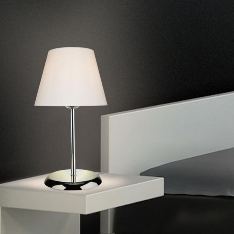Lampada Da Comodino Paralume in Tessuto attacco E27 bianca per tavolo e scrivania