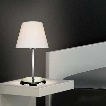 Lampada Da Comodino Paralume in Tessuto attacco E27 bianca per tavolo e scrivania