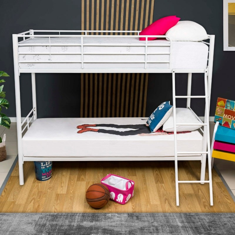 Struttura Letto a Castello in Metallo Bianco 199x97x160 cm