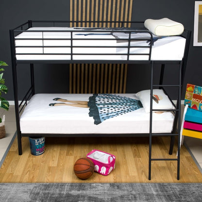 Struttura Letto a Castello in Metallo Nero 199x97x160 cm