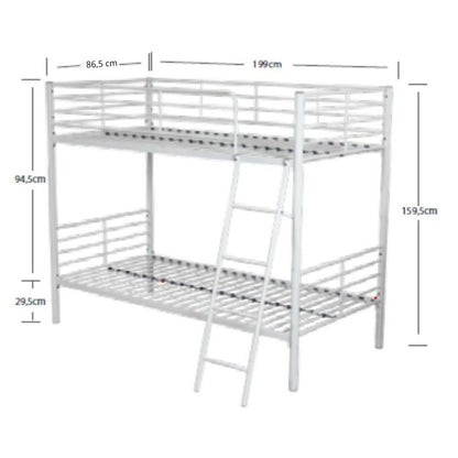 Struttura Letto a Castello in Metallo Nero 199x97x160 cm