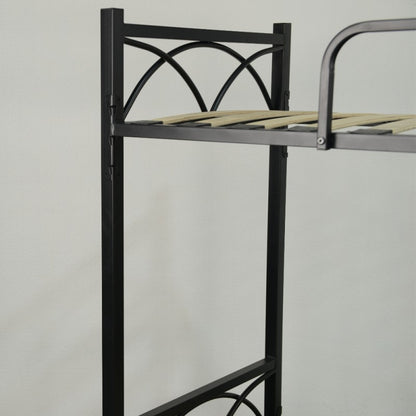 Struttura Letto a Castello Nera con Scala 198x80x160 cm