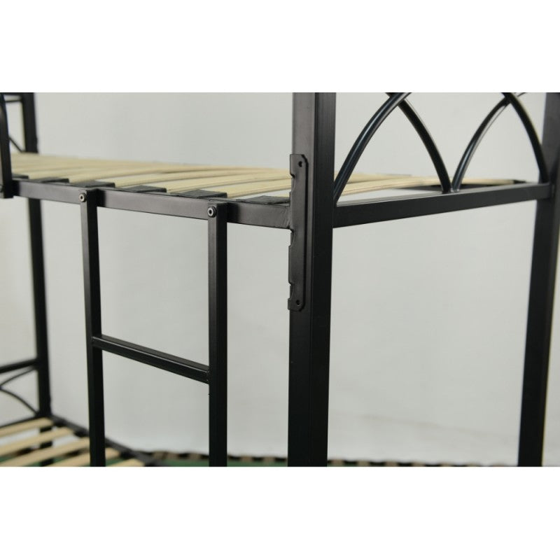 Struttura Letto a Castello Nera con Scala 198x80x160 cm