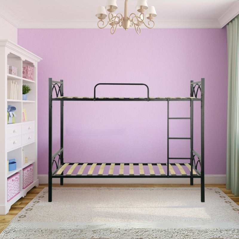 Struttura Letto a Castello Nera con Scala 198x80x160 cm