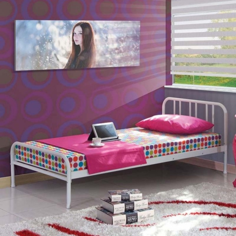 Struttura Letto Singolo a Doghe 90x190 in Metallo per Cameretta