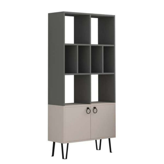 Libreria Credenza in Legno Tortora Antracite con ante Mobile per Sala Ufficio