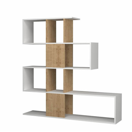 Libreria a Cubi Snake Rovere Bianca Moderna Mensole in Legno Scaffali da Ufficio