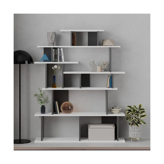 Libreria in Legno Bianca e Grigia Antracite per Salone Ingresso Ufficio