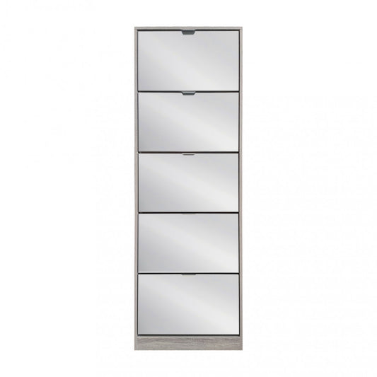 Scarpiera Grigio chiaro con Specchio 5 Ante 60x24x180 cm salvaspazio