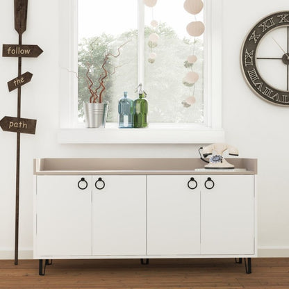 Credenza Madia 140x36x80 cm Bianco Mocha per soggiorno