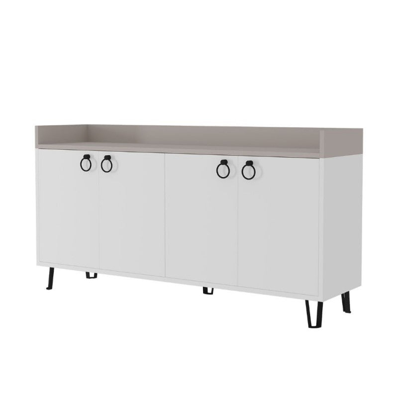 Credenza Madia 140x36x80 cm Bianco Mocha per soggiorno