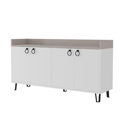Credenza Madia 140x36x80 cm Bianco Mocha per soggiorno