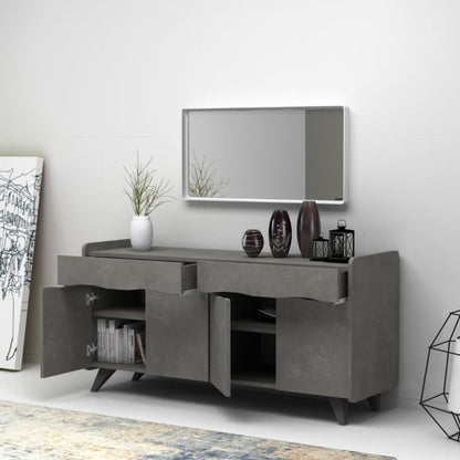 Credenza Madia Design Moderno Grigio cemento per Soggiorno